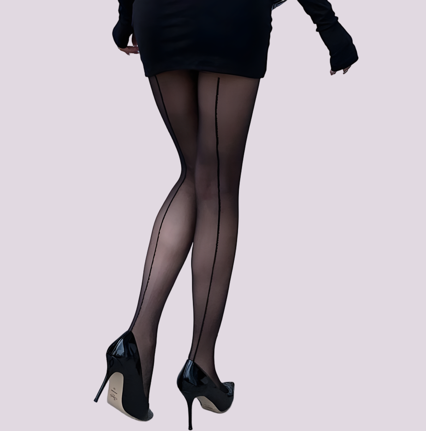 Invisible Straight Vertical-Striped Ultra-Thin Full-Length Pantyhose