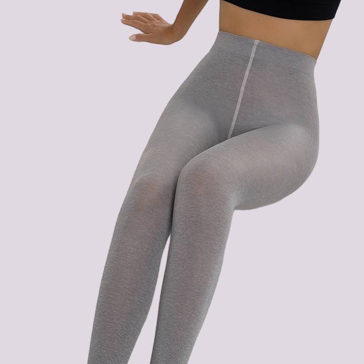 80D Ammonia-Knitted AB Two-Tone Cotton-Like Full-Length Shaping Tights