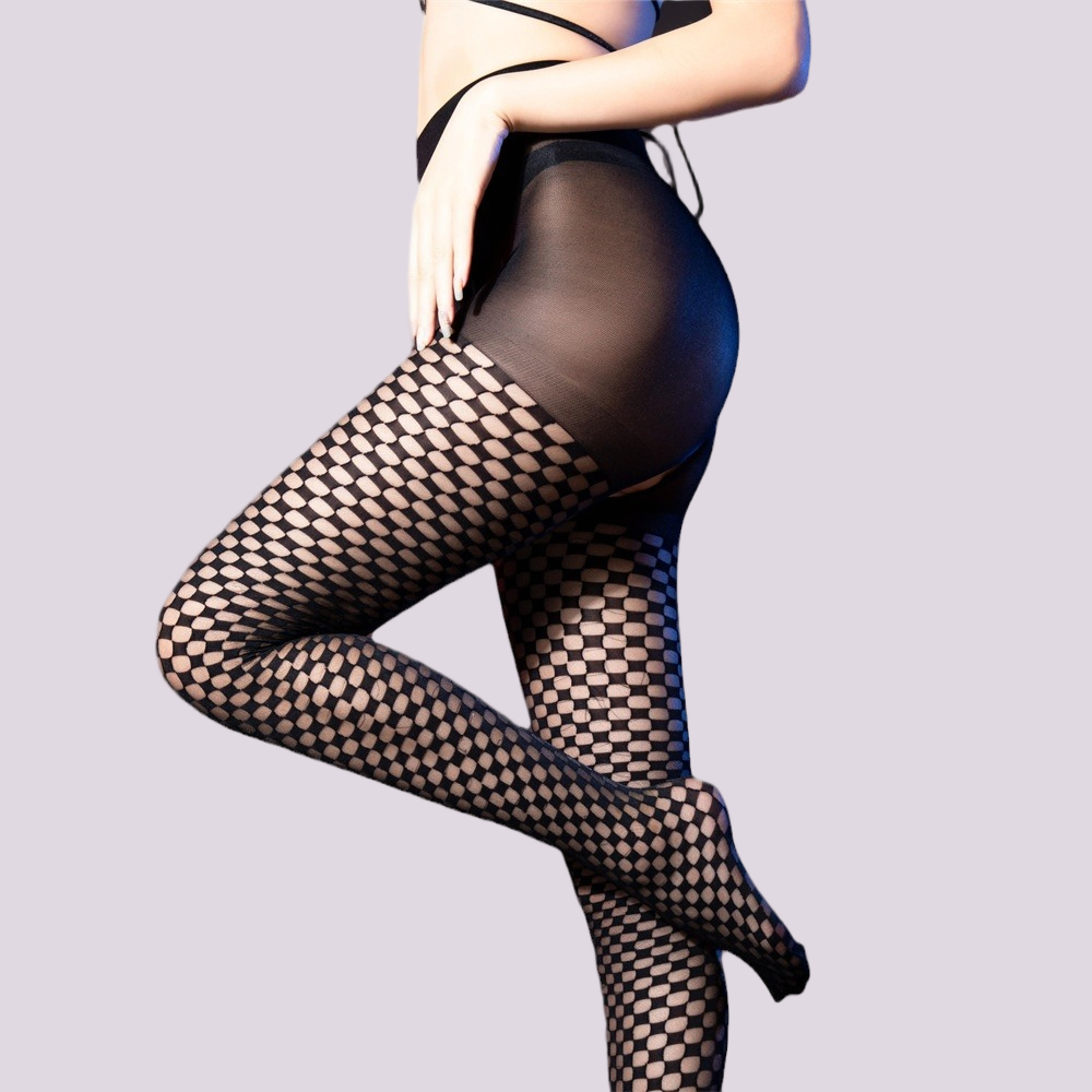 High-Waisted Grid Fishnet Tights: Modern Feminine Allure