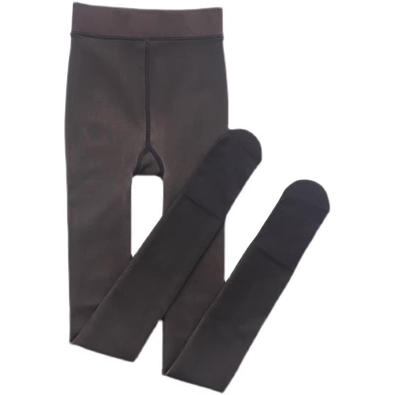 Fleece-Lined Thickened Sheer Jumpsuit Tights: Shaping Leggings for Women