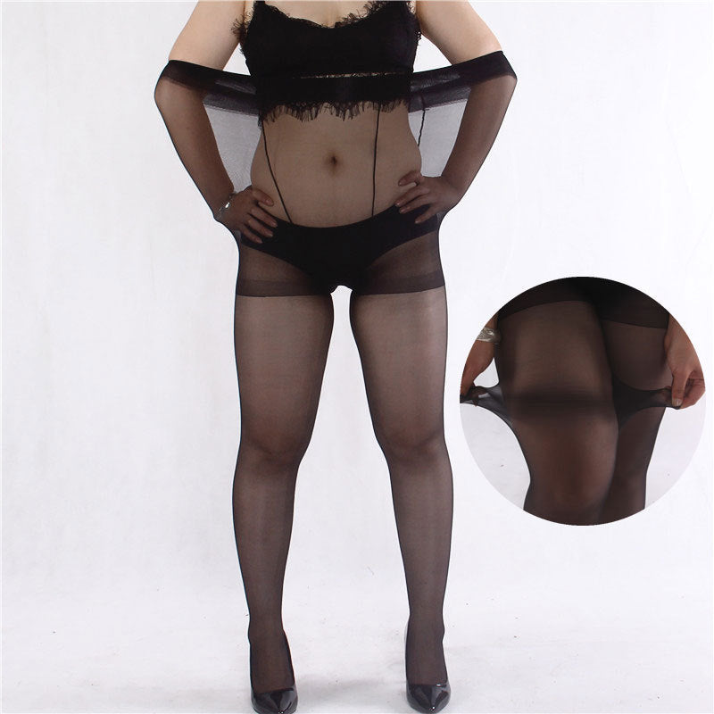 Plus-Size Solid Nylon Sheer Pantyhose