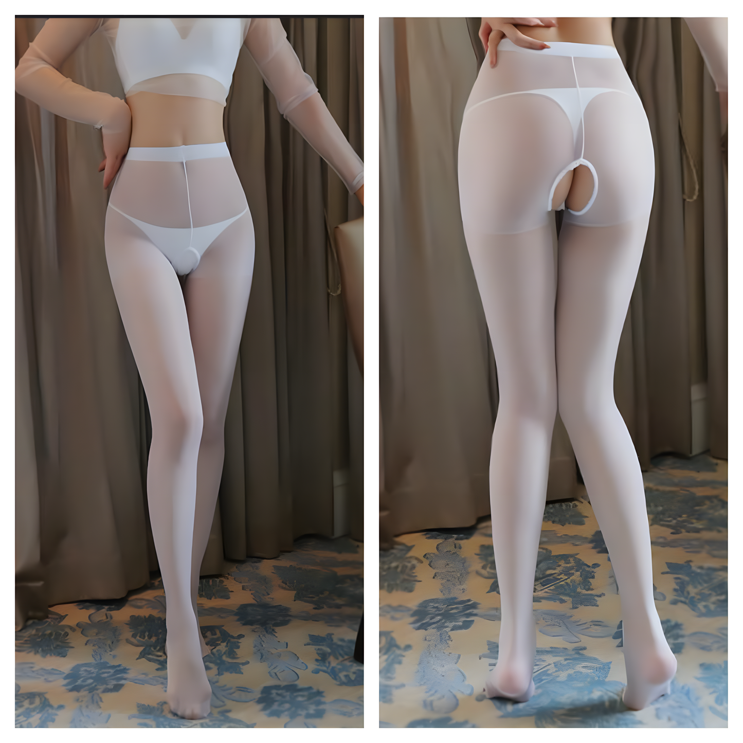 Sheer Crotchless Diva Pantyhose