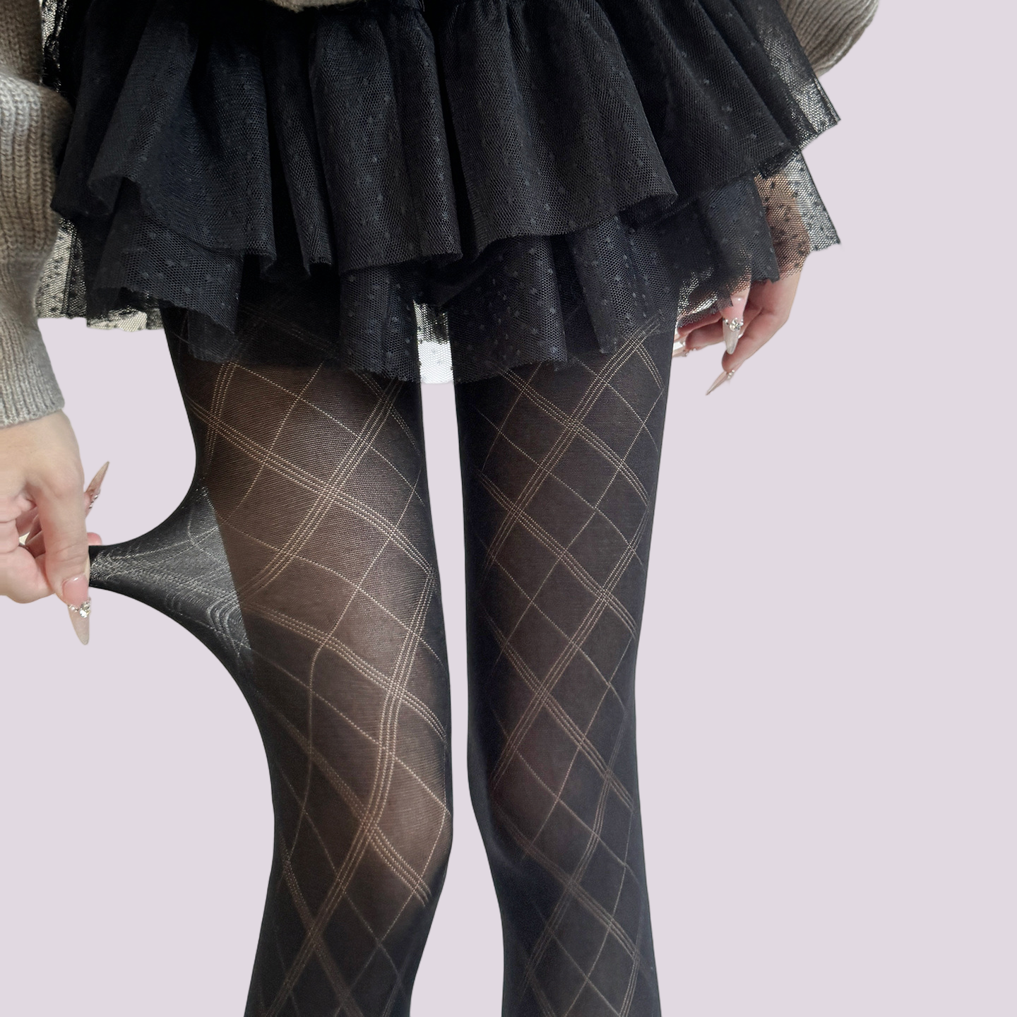 Diamond-Jacquard Pantyhose: Lightweight Shaping for Spring & Autumn