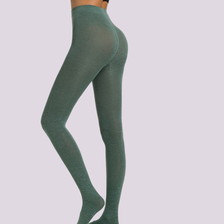 80D Ammonia-Knitted AB Two-Tone Cotton-Like Full-Length Shaping Tights