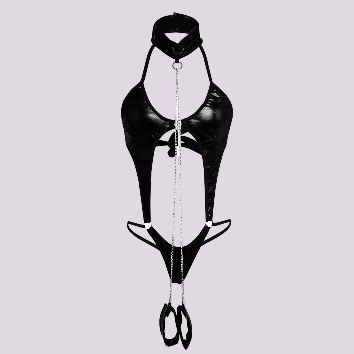 Women'S Black Patent Leather Bracelet Game Outfit