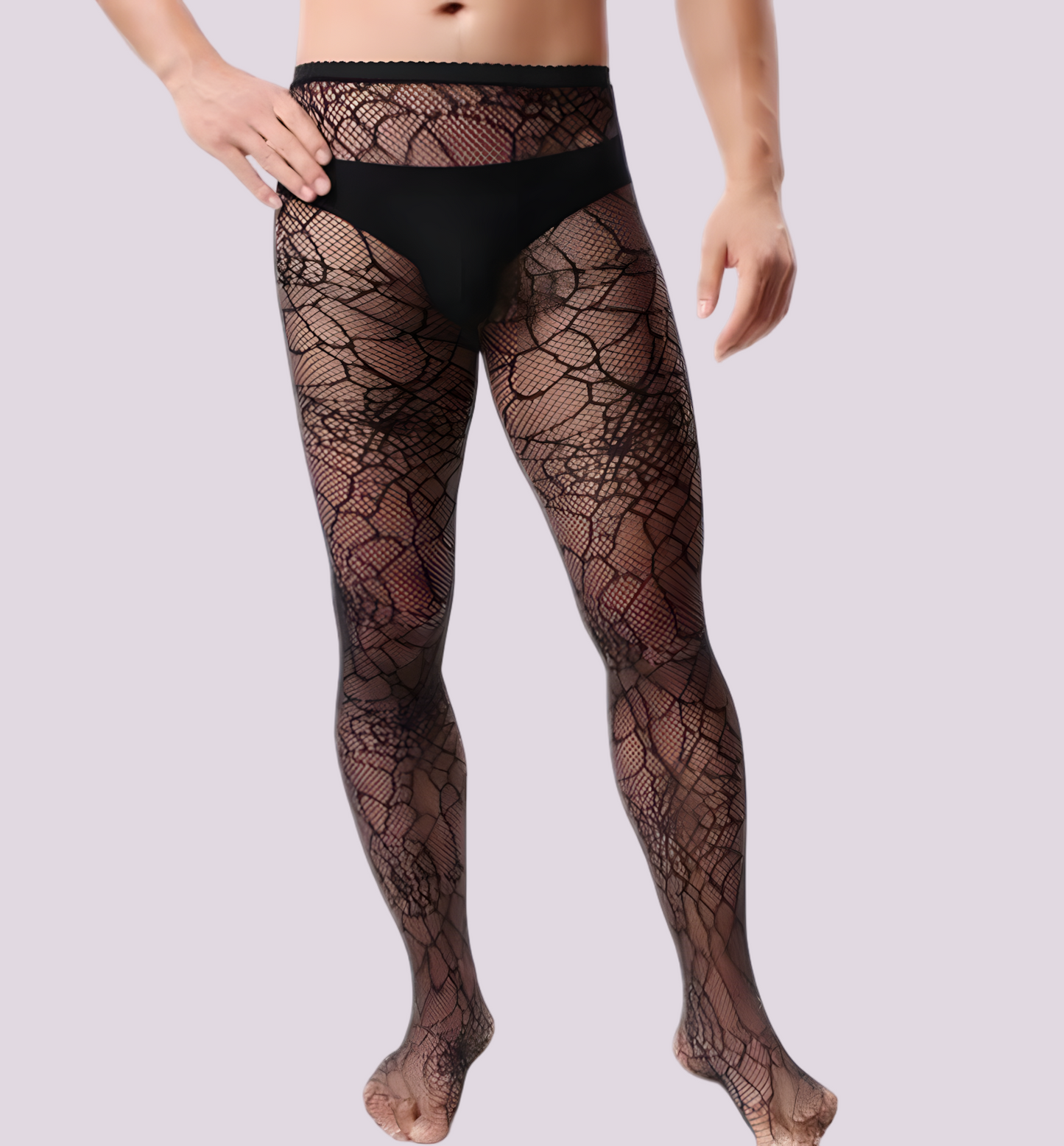 Crackle Mesh Men’s Stockings: Polyester Fiber Sheer Legwear