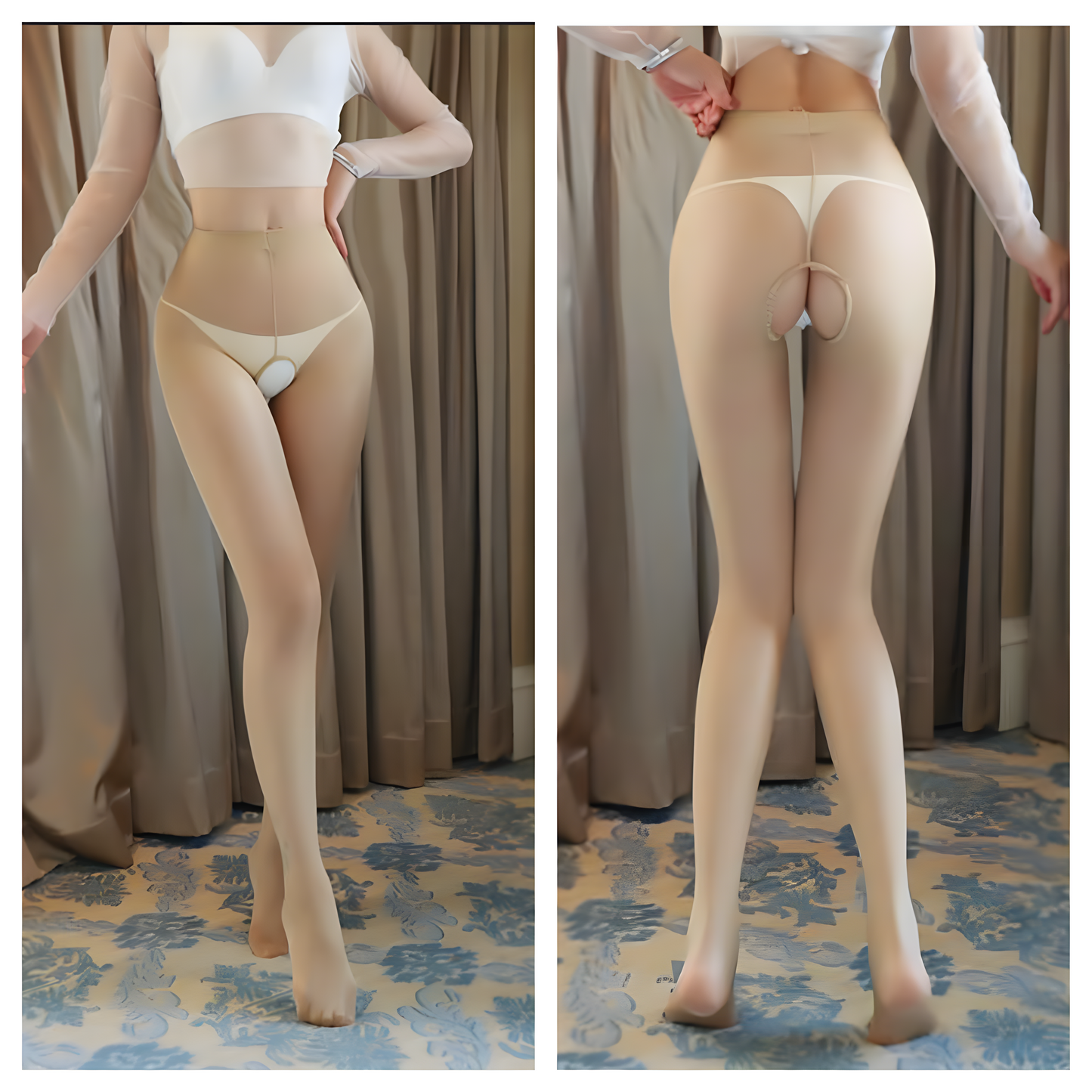 Sheer Crotchless Diva Pantyhose